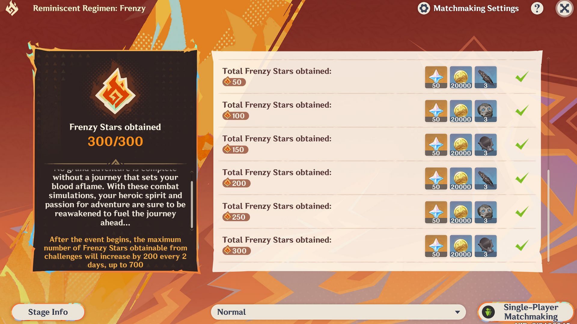 Earn Frenzy Stars in the Reminiscent Regimen: Frenzy event to get rewards (Image via Sportskeeda Gaming/HoYoverse)